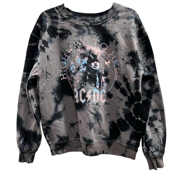 AC/DC Highway To a Hell thrashed tie dye band sweatshirt oversized sz S - Picture 1 of 5